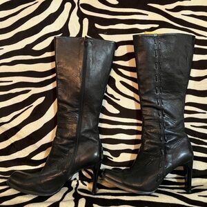 Elegant Black Leather Knee-High Boots